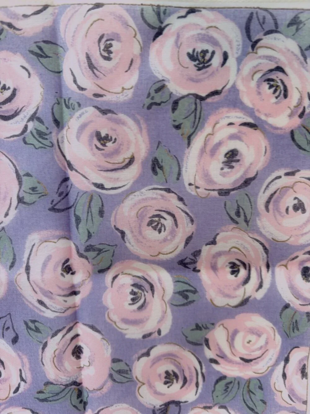NWT Lancel Paris Floral Cotton Scarf Pink Roses 17